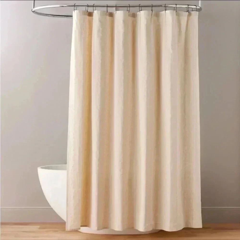 NWT Textured Windowpane Shower Curtain Beige Hearth‎ & Hand